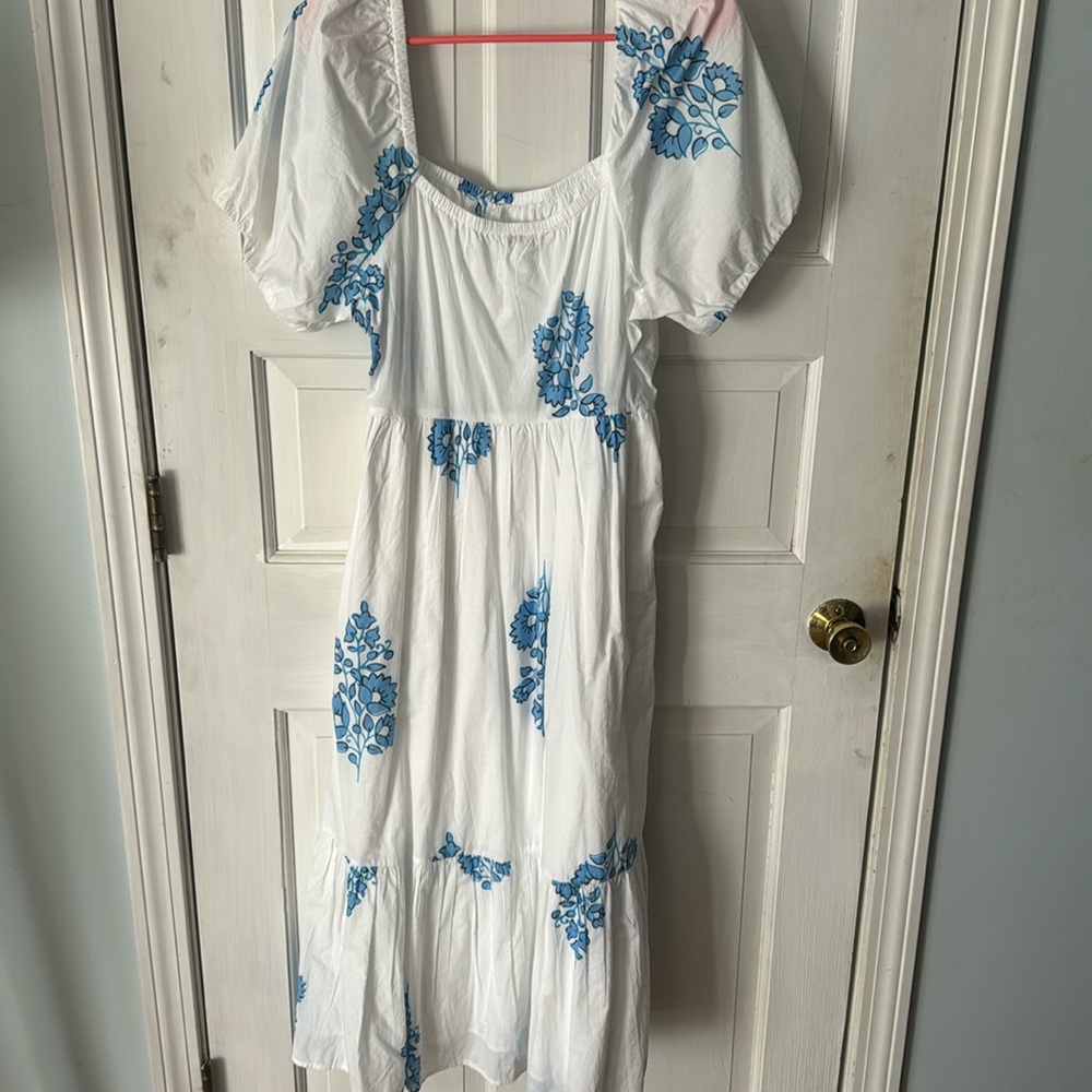 White blue floral J.Crew factory midi dress